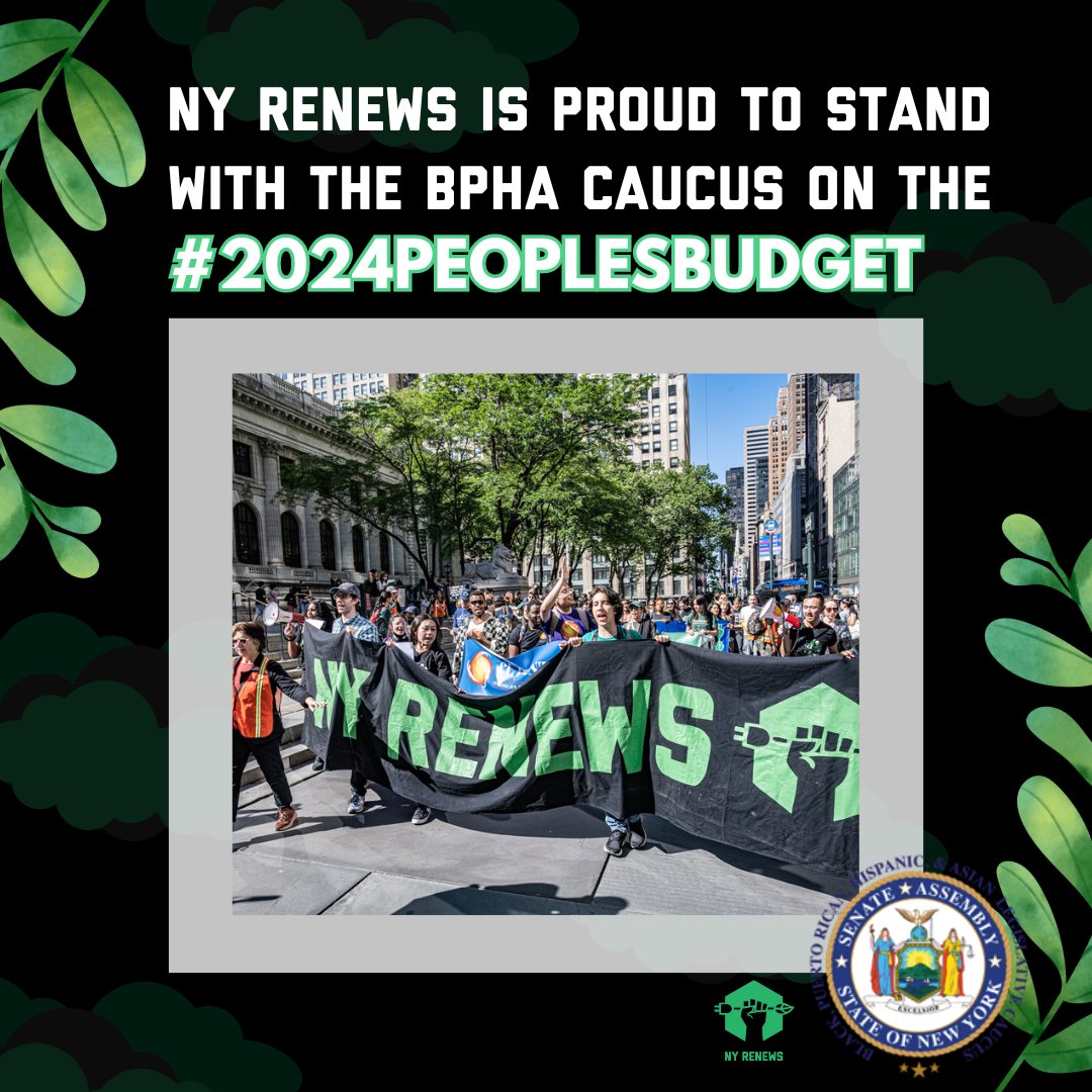 Breaking! The NYS @BPHACaucus' #2024PeoplesBudget includes #ClimateJobsJustice priority bills, along with key budget items from our People's #ClimateJusticeBudget. We're grateful for the leadership of @SolagesNY and environmental justice chair @votejgr. This is our year.