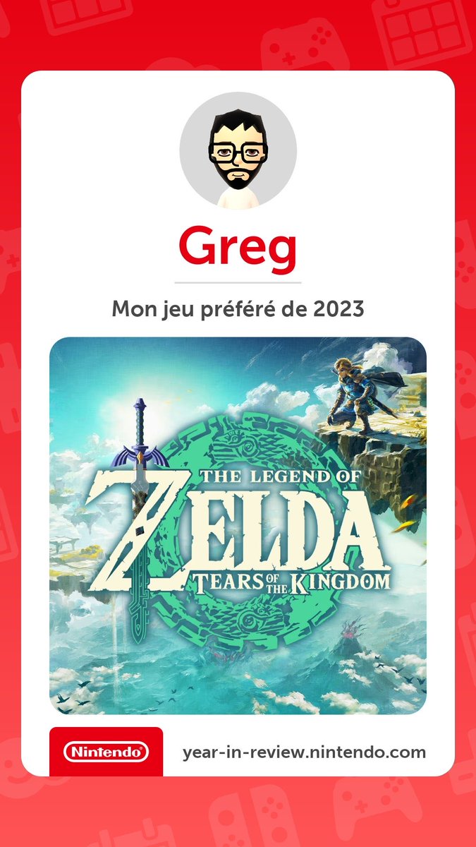 gregkasuga's tweet image. Découvrez mon année 2023 sur Nintendo Switch ! Découvrez le résumé de votre année sur year-in-review.nintendo.com

#NintendoSwitch2023