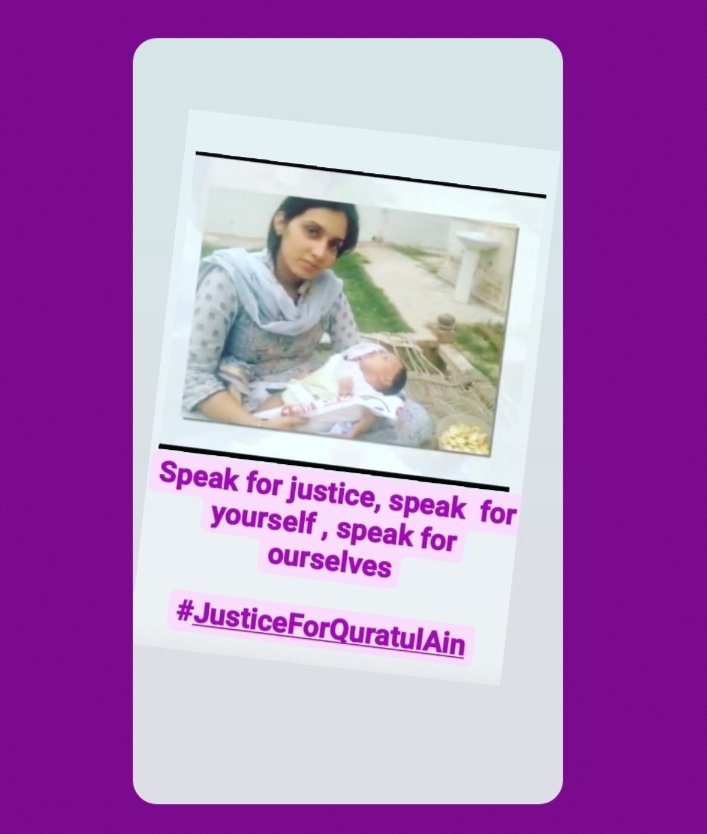 Speak for justice, speak  for yourself , speak for ourselves.

We Want
#JusticeForQuratulAin
#stopdomesticviolenceagainstwomen 

@Azizbaloch78 
@Jabeenjunejo