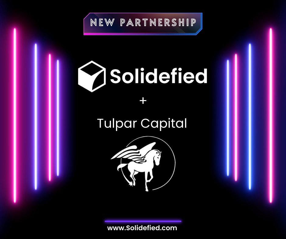 📢 New Partnership Announcement! We are thrilled to enter into and announce our partnership with @tulpar_capital . Tulpar Venture Capital sees the vision, knows the future and foresees the revolutionary changes that Solidefied is bringing into DeFi and Crypto at large. Thanks…