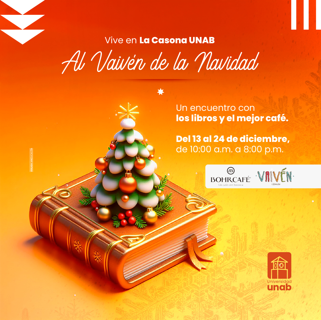 Vive un encuentro mágico entre la lectura y buen café.
¡Ven y participa al Vaivén de la Navidad! 🎄✨

📍CASONA UNAB.
¡Entrada libre!