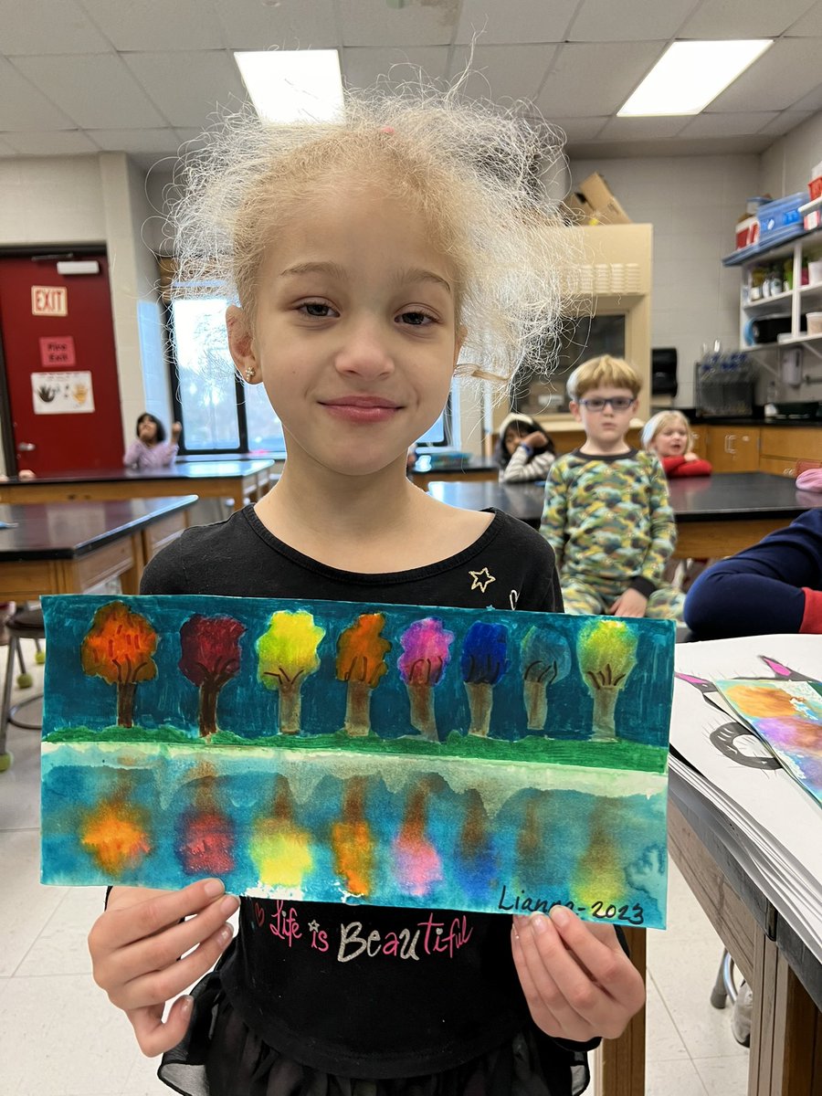 Monoprinting in 1st Grade <a href="/WindyWhales/">Windermere School</a> “Life is Beautiful”.