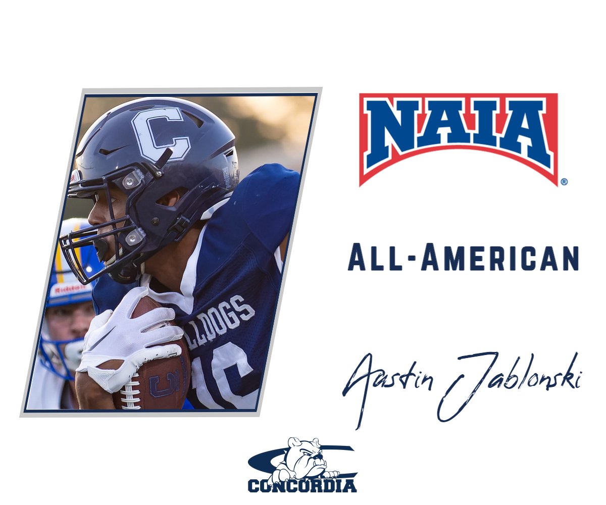 🏅 NAIA All-American 🏅
➡️ First Team

🏈 <a href="/jaboman22/">Austin Jablonski</a> | Lincoln, NE

🗒️ Led NAIA in receptions (91) and broke <a href="/CUNEFootball/">CUNE Football</a> record for receiving yards in a single season (1,134).

🔗 cune.edu/athletics/team…