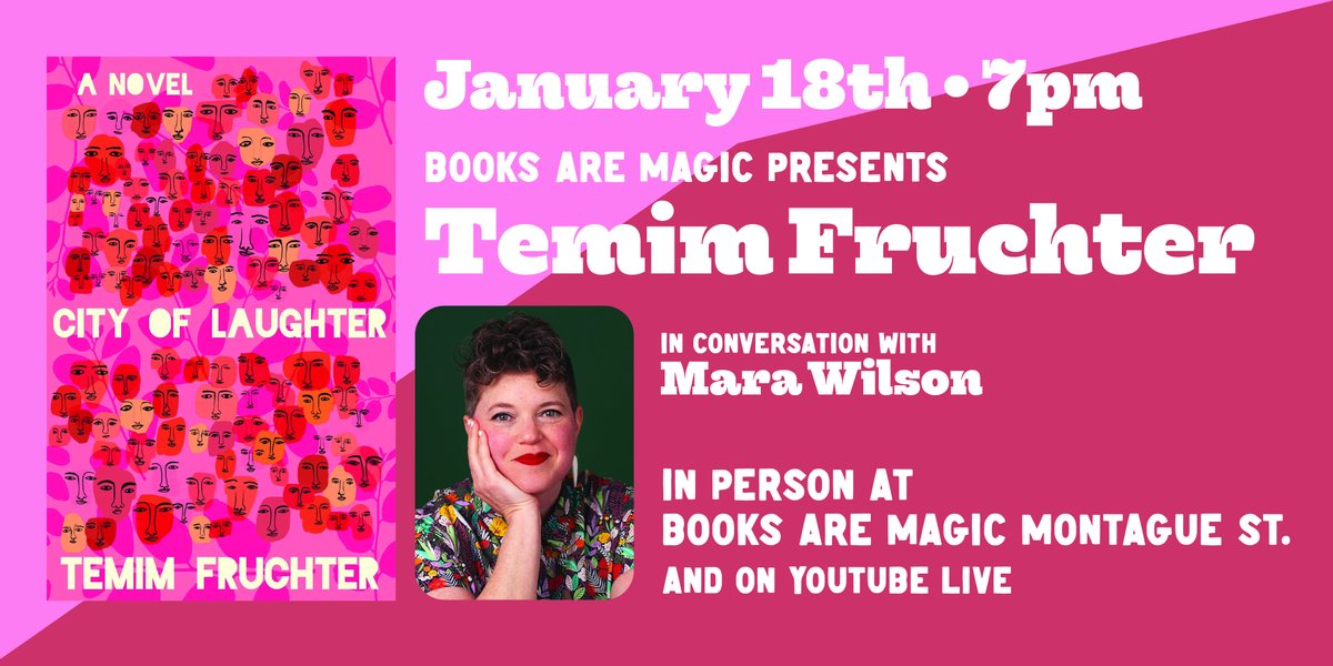 My friends, please get your tickets & join me on January 18th to launch CITY OF LAUGHTER at @booksaremagicbk in Brooklyn! I'll be in conversation with the book's incredible & legendary audiobook narrator, @MaraWilson , alongside whom I am honored to celebrate my debut! 💕