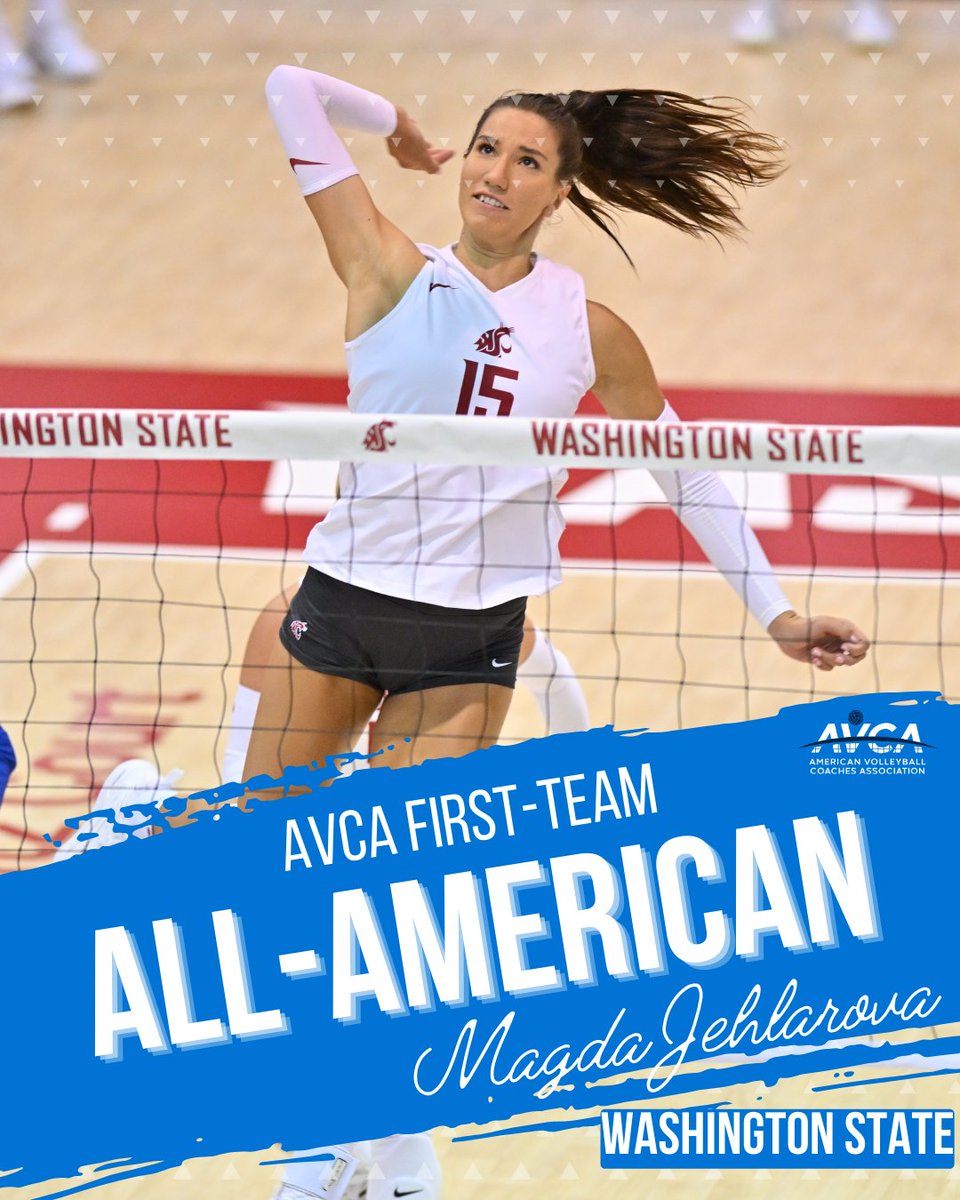 AVCAVolleyball's tweet photo. Congratulations to Magda Jehlářová of @WSUCougarsVB on being named a 2023 AVCA First-Team All-American. https://t.co/x1AT2n6Mre