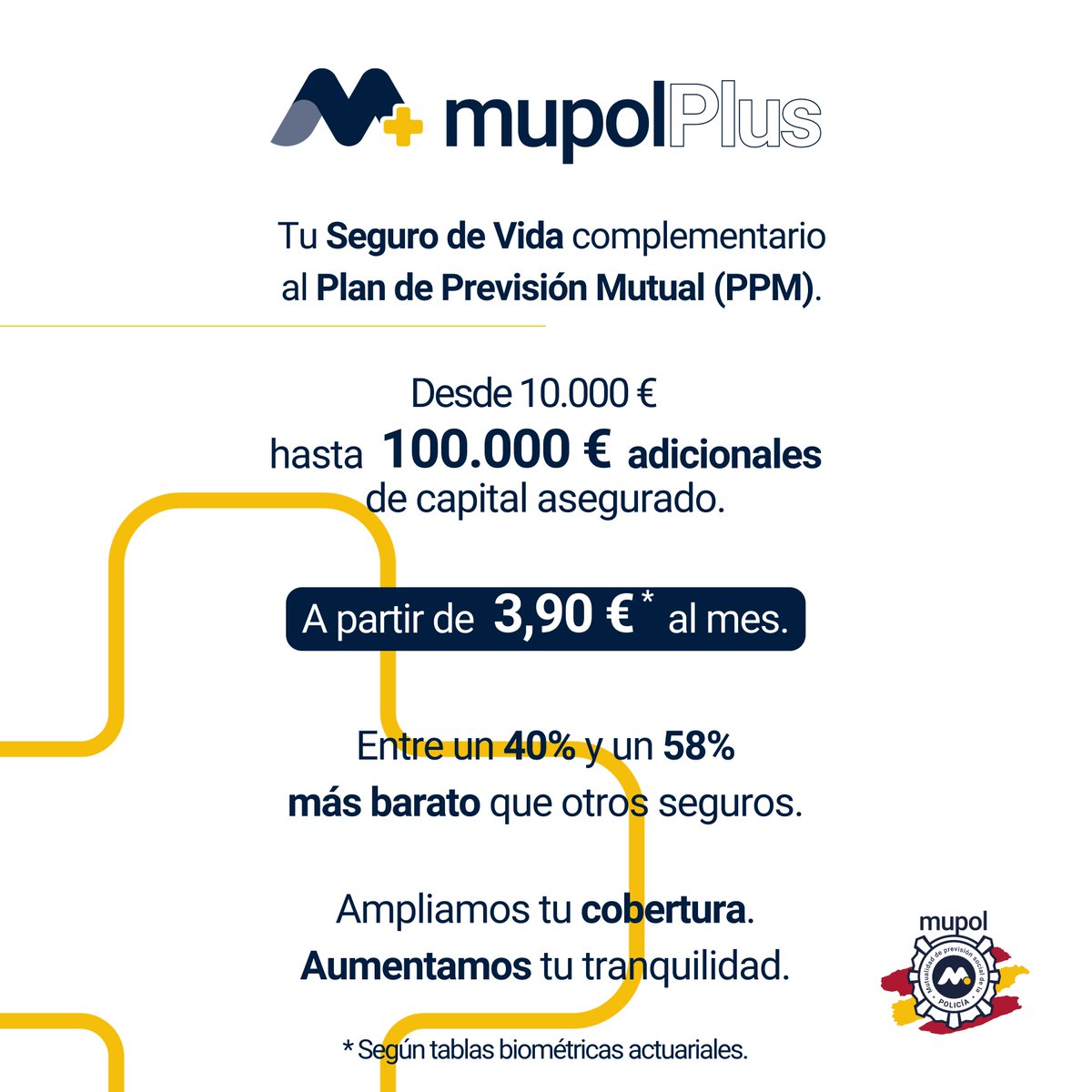 polimupol's tweet photo. 📢 Os presentamos: #mupolPlus 💙
El nuevo #segurodevida complementario al Plan #Mupol
¿De verdad tienes que pensártelo?
Solicita información y cumplimenta el formulario
➡️ 'Solicitud Mupol Plus'
📞 689 120 009
🏢 C/ Ferrocarril, 18 - 4ª Planta. 28045 Madrid. https://t.co/xCWzA6XDzJ