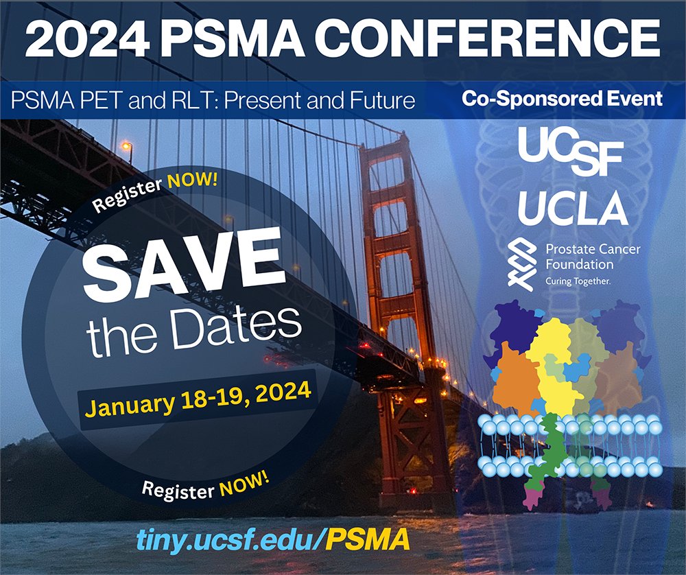Don't miss! The 2024 PSMA Conference at @UCSF, Jan 18-19, 24'. Join @zklaassen_md, @thomashopemd, and @CalaisJeremie to discuss. Learn from experts worldwide and gain practical insights into patient care > bit.ly/46ywzLx @UCLA @PCFnews #Register > bit.ly/46vVakj