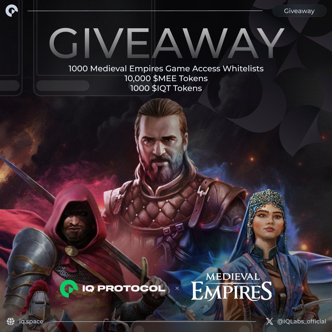 Do you believe a single man can change the course of history? 🤔

Find out for yourself by entering the #IQProtocol x <a href="/medievalempires/">Medieval Empires</a> whitelist campaign!!
 
⚔️1000 Game Access Whitelist Passes
⚔️10 x 1000 $MEE tokens
⚔️10 x 100 $IQT tokens

Become a legend! Enter the raffle now