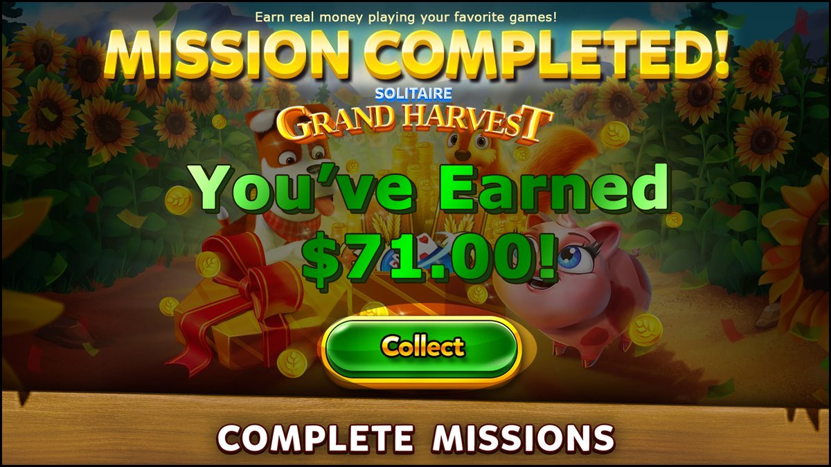 Complete easy missions to earn fantastic #Cash & #Crypto rewards playing #Solitaire Grand Harvest! 👉 freecash.com/r/aa48877aa9 👀 #oland #oCash #fungames #MobileGame #FunFact #Portal