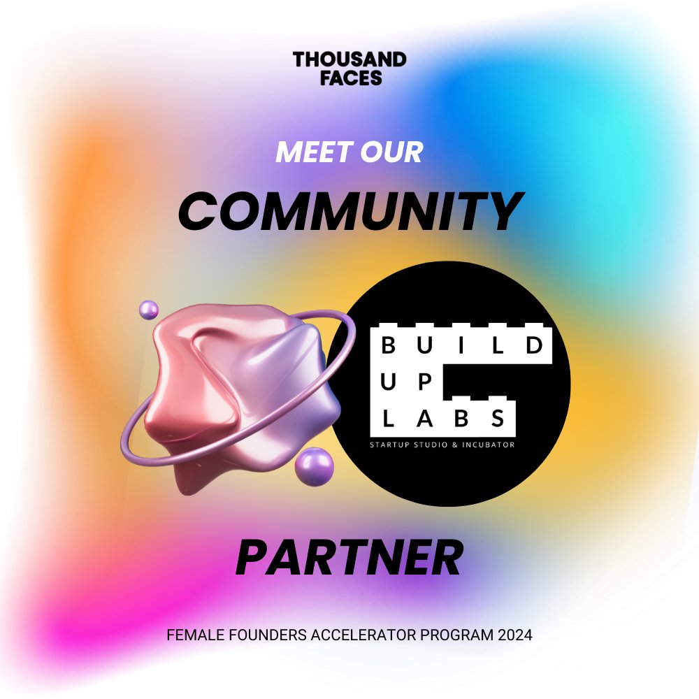 1000Facesclub's tweet image. 🚀 Partnership  Announcement with Build Up Labs - startup studio & incubator Labs, a startup studio revolutionizing digital innovation.
Apply now for Thousand Faces #Female #Founders #AcceleratorProgram 🚀
➡️thousandfaces.art/Our-Program