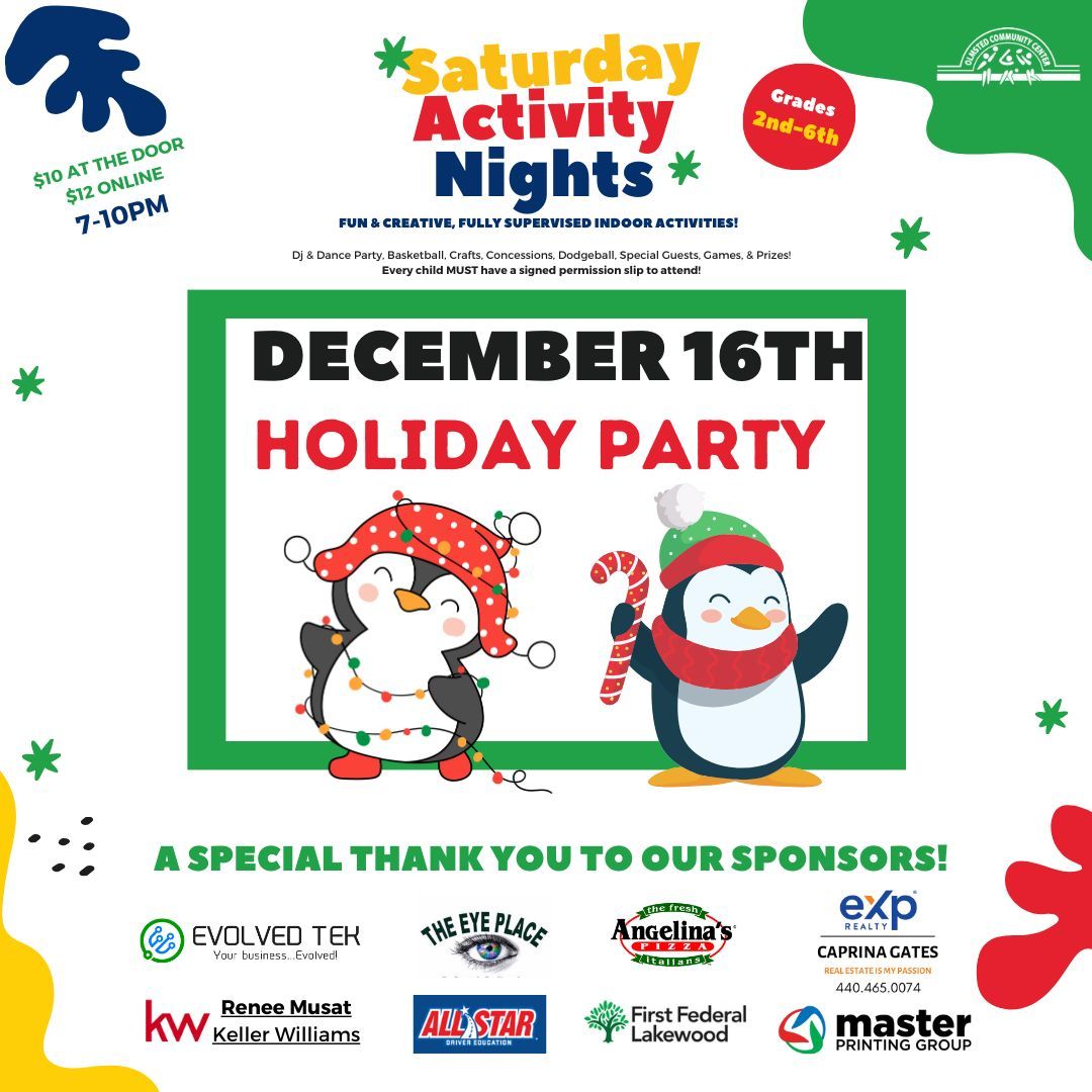 Calling all 2nd-6th Grade Bulldogs &amp; Friends! Join us this Saturday night for our Annual Holiday Party! Register online buff.ly/3NqKT1j  or at the door!