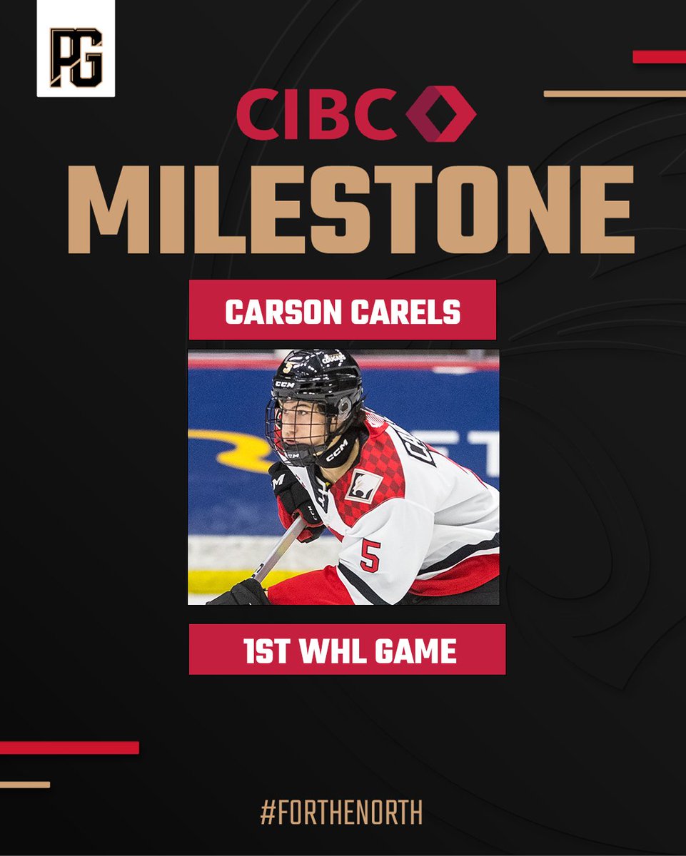 WHL DEBUT ALERT!

First-round selection Carson Carels will make his <a href="/TheWHL/">Western Hockey League</a> debut TONIGHT!

#ForTheNorth • #WHL