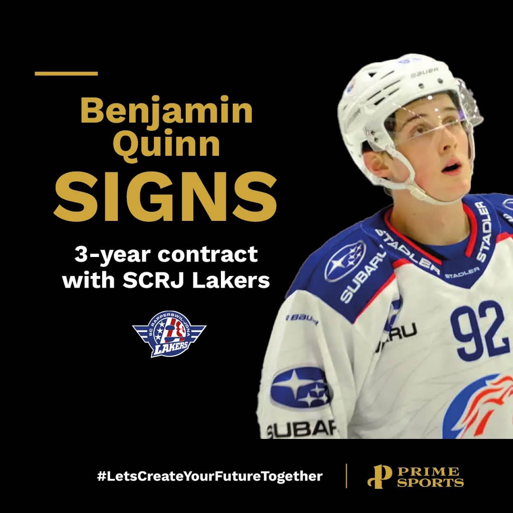 Congrats to Benjamin Quinn for the contract with @lakers_1945! #primesports #letscreateyourfuturetogether #icehockey #eishockey #swissicehockey #scrjlakers #nationalleague