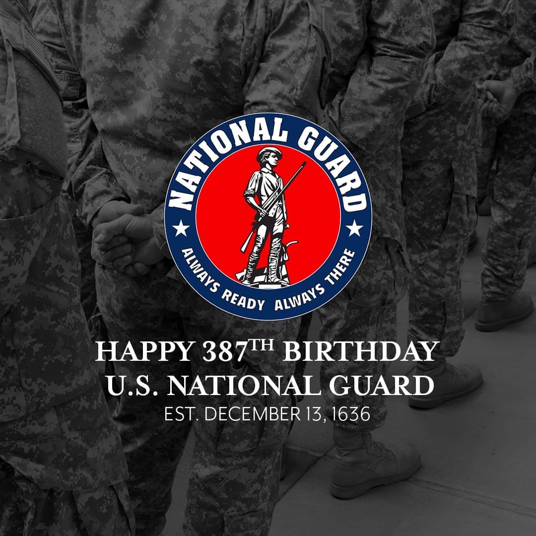 Happy 387th Birthday, United States National Guard! 
None of the opportunities and freedoms we have would be possible without the dedicated service of our brave heroes. Thank you for being  #AlwaysReadyAlwaysThere.
#NationalGuard #Guard387