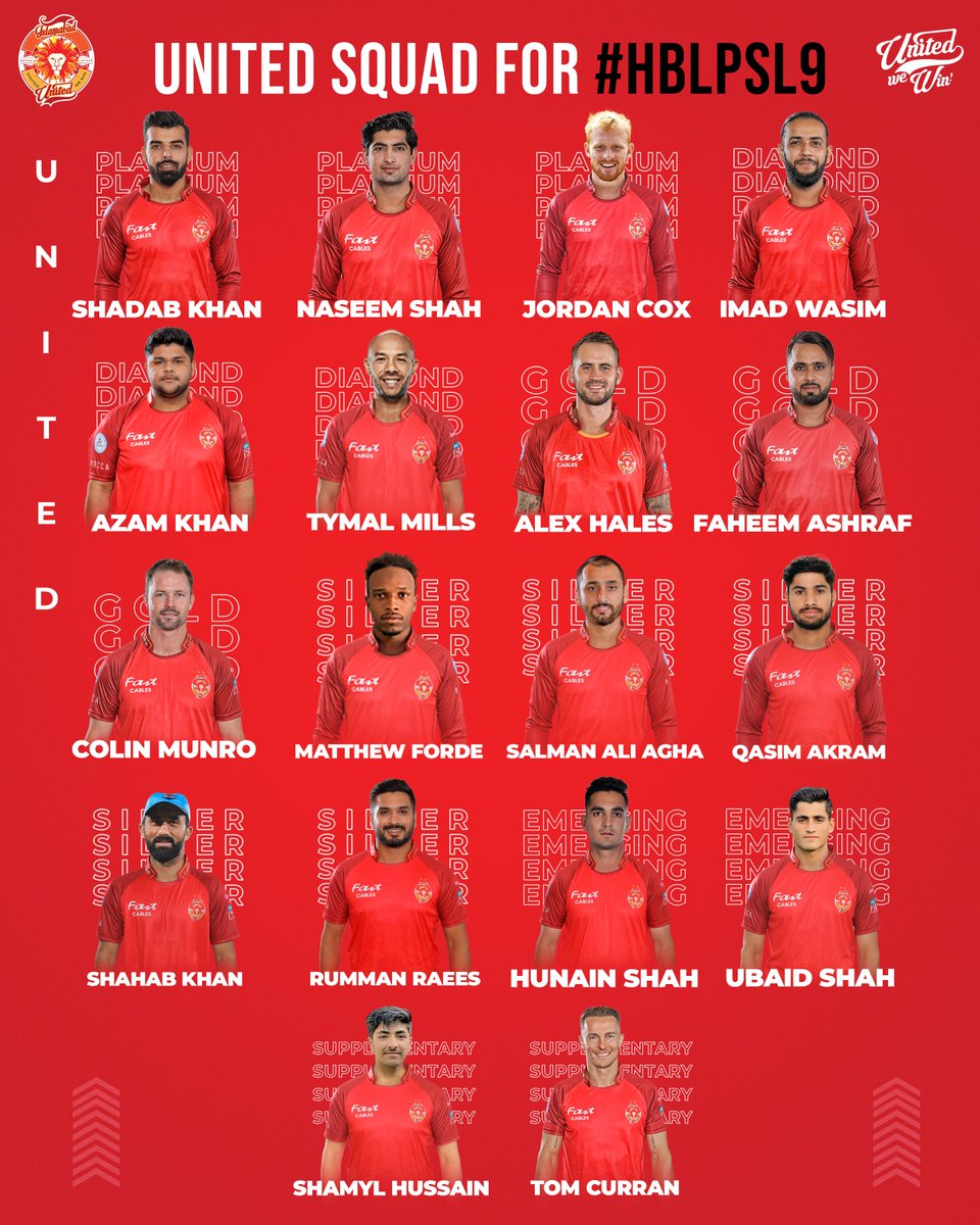 Hit that ❤️ if you are happy with your #RedHotSquad🦁 for the #HBLPSL9. #UnitedWeDraft #DraftedVictory #UnitedWeWin #HBLPSLDraft