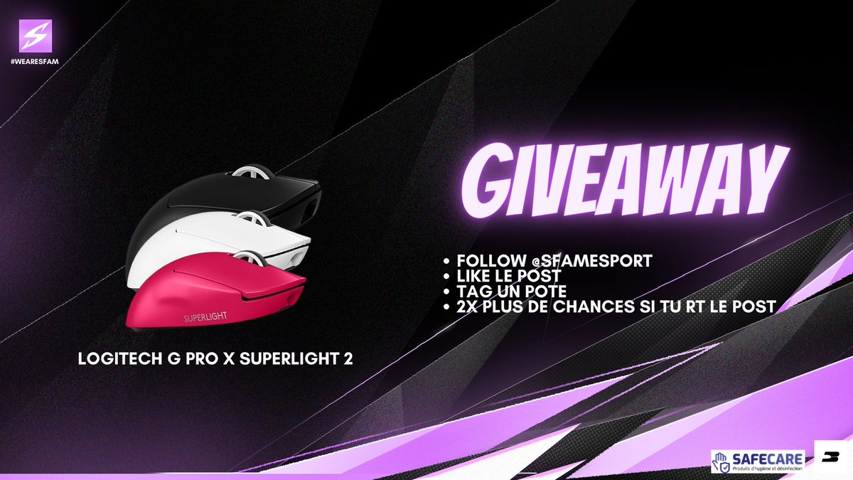 Sfam Esport (@sfamesport) on Twitter photo 🎁 GIVEAWAY DE NOËL 🎁
Gagnez une souris Logitech G Pro X Superlight 2 (coloris au choix) !
Pour participer :
1️⃣ Suivez <a href="/SfamEsport/">Sfam Esport</a>
2️⃣ Likez ce post
3️⃣ Mentionnez un ami
Pour doubler vos chances :
🔄Repostez ce post !
Bonne chance à tous ! 🤞✨ 🎁 GIVEAWAY DE NOËL 🎁
Gagnez une souris Logitech G Pro X Superlight 2 (coloris au choix) !
Pour participer :
1️⃣ Suivez <a href="/SfamEsport/">Sfam Esport</a>
2️⃣ Likez ce post
3️⃣ Mentionnez un ami
Pour doubler vos chances :
🔄Repostez ce post !
Bonne chance à tous ! 🤞✨