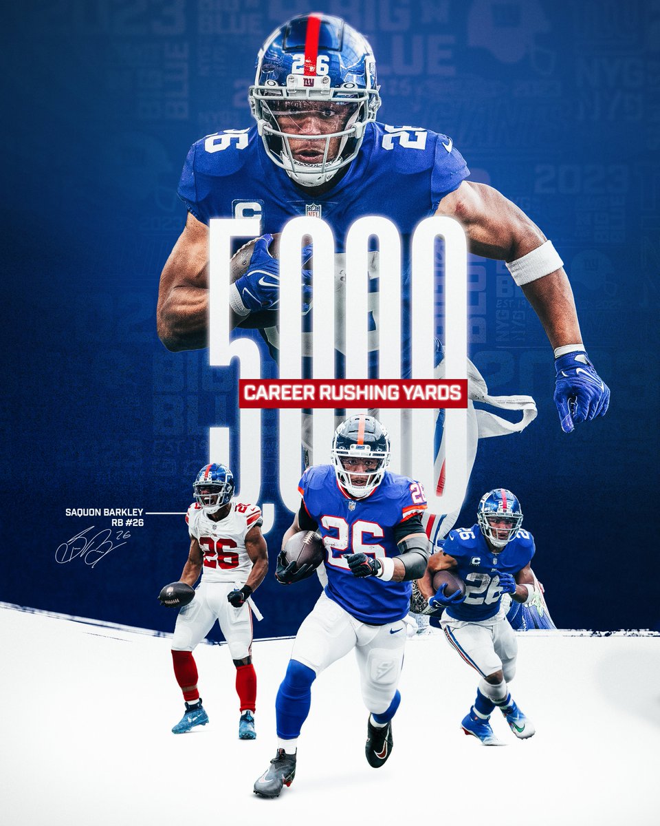 New York Giants (@giants) on Twitter photo 5,000 YARDS ‼️
5K reposts & we'll give away a <a href="/saquon/">Saquon Barkley</a> autographed football 👀
#WPMOYChallenge + Barkley 5,000 YARDS ‼️
5K reposts & we'll give away a <a href="/saquon/">Saquon Barkley</a> autographed football 👀
#WPMOYChallenge + Barkley