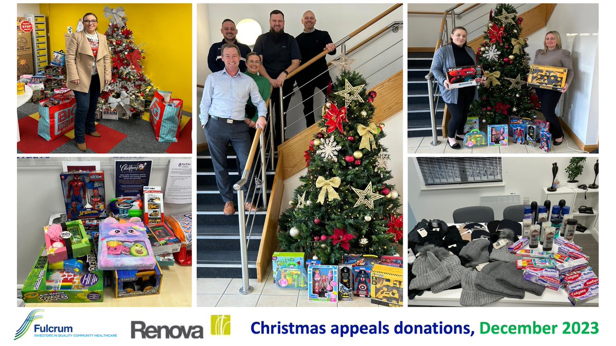 Fulcrum & Renova are pleased to donate to the @HaltonToyappeal, @TeardropsOrgUK, & @sthelenscouncil Christmas appeals, supporting their amazing work to help families, children & vulnerable people across the North West over Christmas. Read more at shorturl.at/fgpQ9 🎄🎁⭐️