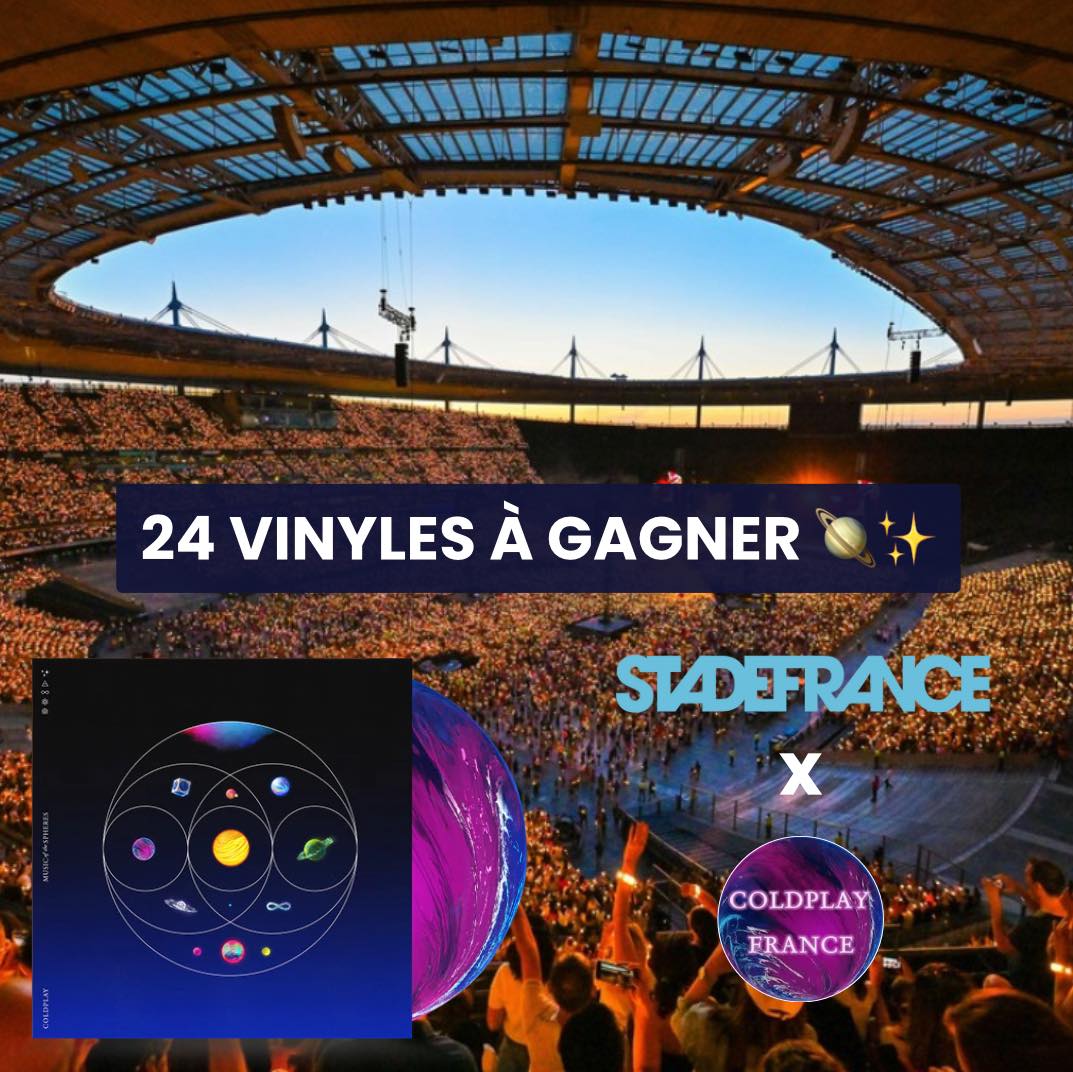 🎄Concours Spécial Noël🎁 Coldplay France et @StadeFrance s'unissent pour vous offrir la chance de remporter l'un des 24 vinyles de l'album Music of the Spheres ! 🪐✨ Pour Participer : 1️⃣ Follow @StadeFrance & @ColdplayFrance 2️⃣ RT ce post 3️⃣ Aimez ce post #ConcoursDeNoël