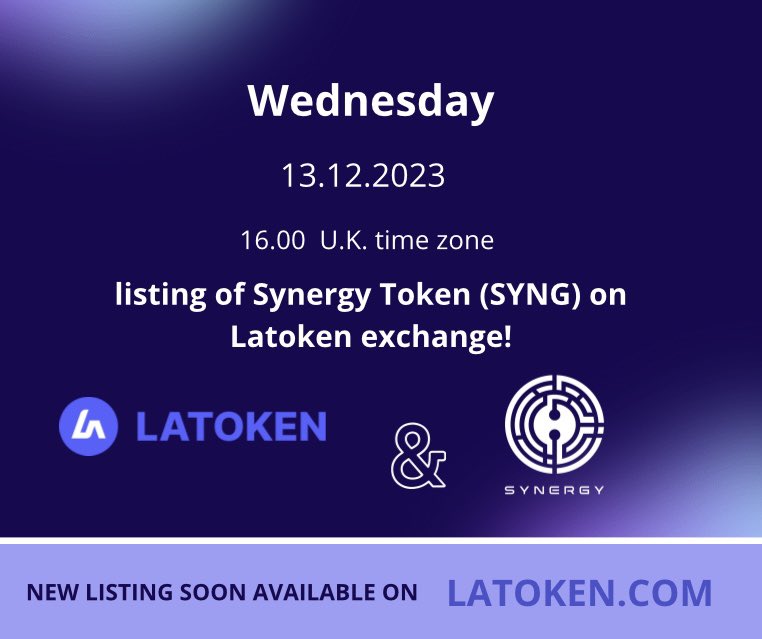 Token_Synergy's tweet photo. Today! Listing new stablecoin, Synergy Token (SYNG) on  https://t.co/RAneZmjouz
#latoken #exchange #TOKEN #Tokenization #defi #tokenization #stablecoin #coin #cryptoinvesting #twitter #cryptowallet #Launchingsoon #BlockchainInnovation #meta #investing #cryptoinvest https://t.co/FE22myZB3Y