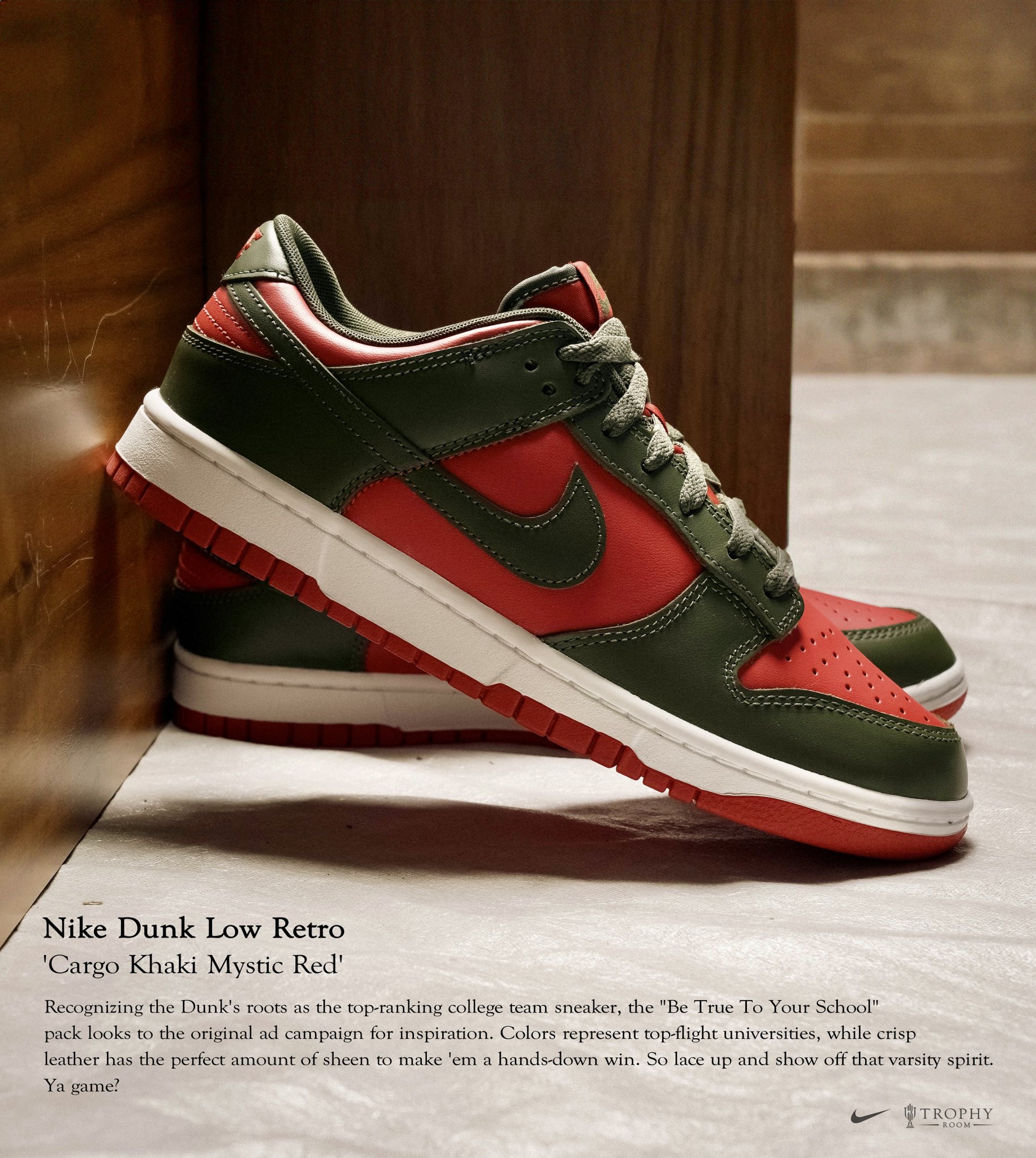 TROPHY ROOM on X: The @Nike Dunk Low Retro 'Cargo Khaki Mystic