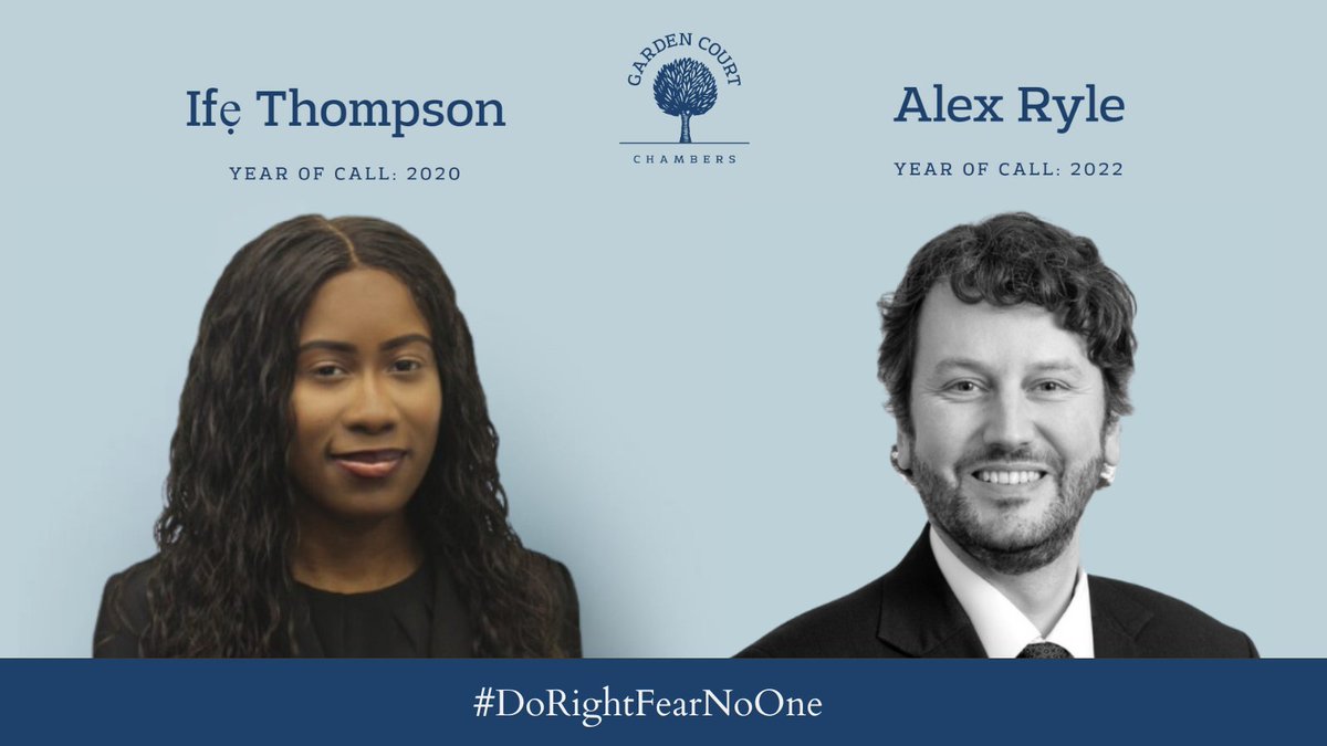 We are delighted to announce that Ifẹ Thompson and Alex Ryle have joined the Garden Court Chambers Crime Team as third six pupils. Welcome to Garden Court!! #DoRightFearNoOne Find out more about their practices here ▶ tinyurl.com/yd2s487n