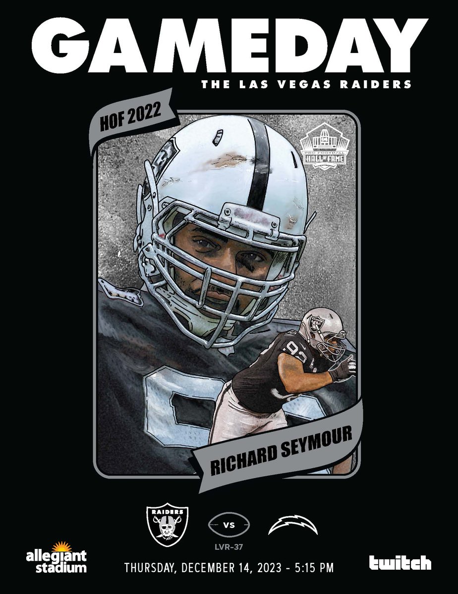 Great to see Pro Football Hall of Famer @BigSey93 on the cover of the Game Day Magazine for tomorrow night! #RaiderNation | @Raiders