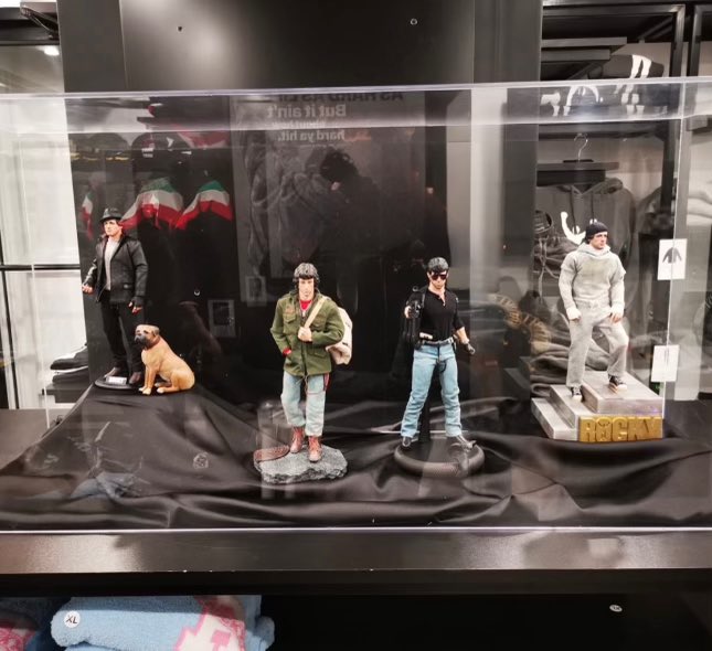 Check out our 1/6 scale action figure display at our retail store in Philadelphia! We will be adding some new figures in 2024! Rocky from ROCKY IV, Ivan Drago, Rocky and Mickey from ROCKY! Yes you heard it first here! Available for pre-order now at SlyStalloneShop.com #rocky