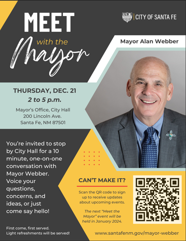 You're welcome to drop by City Hall (200 Lincoln Ave.) on Thursday, Dec. 21 between 2-5 p.m. and share your thoughts on how we're doing. Looking forward to meeting you in person!