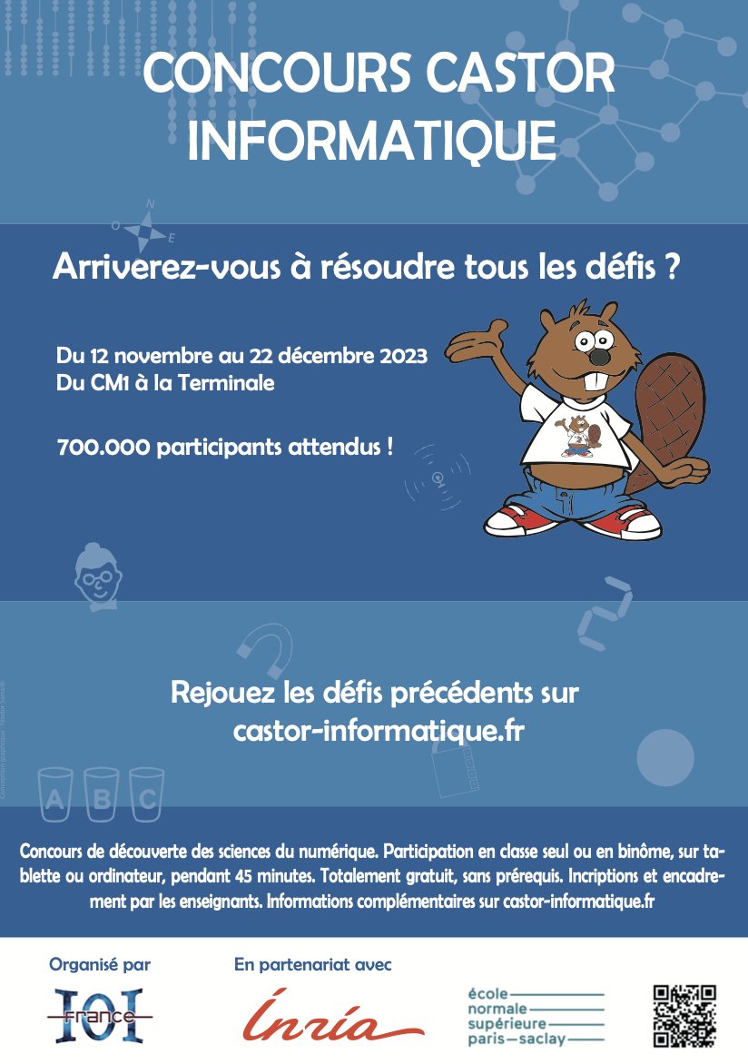 EFIDjeddah's tweet image. 🌟 Élèves de 6ème-3ème relèvent le défi du concours Castor! Compétition annuelle en informatique et numérique, 45 min de questions interactives et de défis algorithmiques. Résultats attendus en janvier! 🎓💻 @mlfmonde @franceinjeddah @franceinksa #ConcoursCastor #Informatique