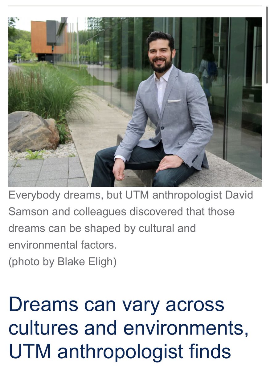 Dreams, so many mysteries surrounding them. 🛌💭

Well, based on research spearheaded by <a href="/Primalprimate/">David Samson</a> and <a href="/noorabbas98/">Noor Abbas | نور عباس</a>, their latest paper in Scientific Nature Reports reveals that dreams may serve as an emotional adaptive function. Read more at utm.utoronto.ca/main-news/drea….