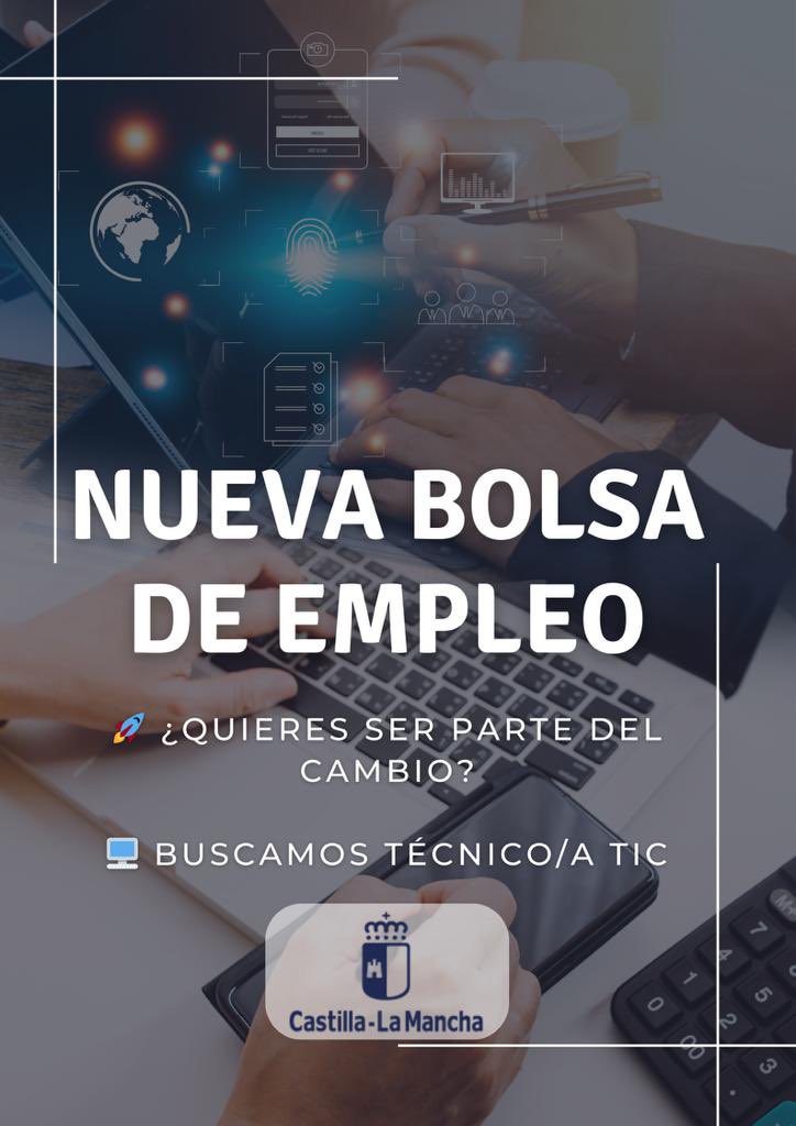 ¿Quieres ser parte del cambio en Castilla-La Mancha?

Consulta la oferta de trabajo en nuestro Portal de Empleo: Técnicos/as TIC (Escala Técnica de sistemas e informática).

🖥 e-empleo.jccm.es/ofertas/jsp/bu… 

📤 Presenta tu CV antes del 16 de diciembre y únete a nuestro equipo