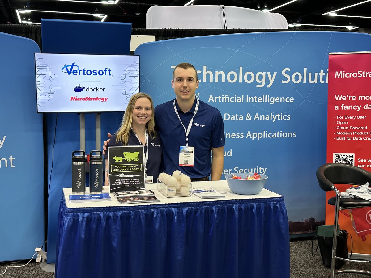 Vertosoft's tweet image. We&apos;re having a great time at #DoDIIS2023. Make sure to stop by booth #1143 to learn more about @Alation, @Docker, and @MicroStrategy. Also, you can play along with our Oregon Trail game for a chance to win a prize. We look forward to speaking with you!