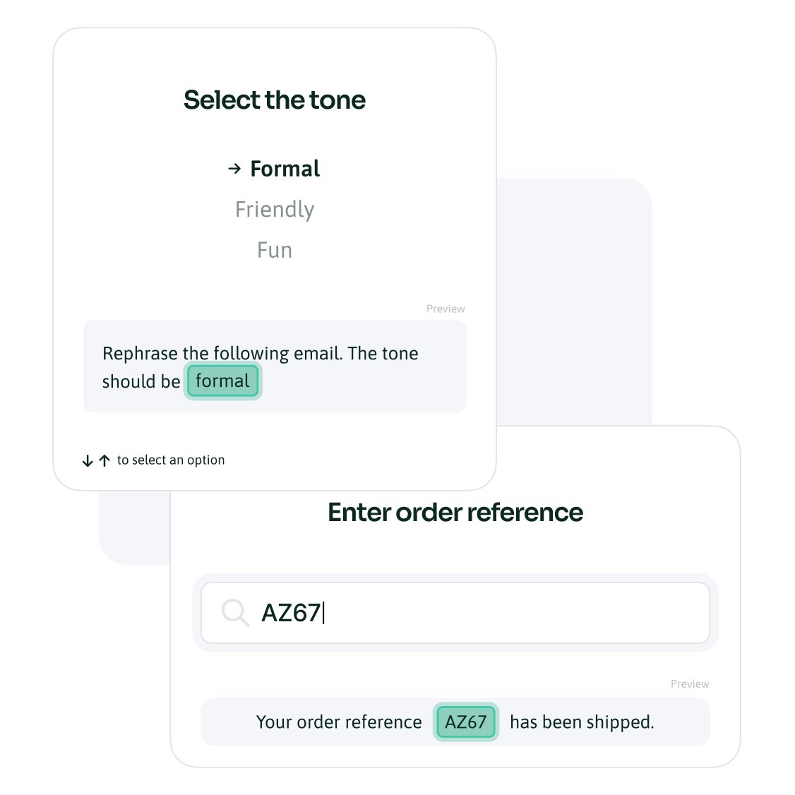 Typedesk_com's tweet photo. Easily add free text to any template, for instance, a name, product reference, issue description etc. https://t.co/9rhiIcbxsf