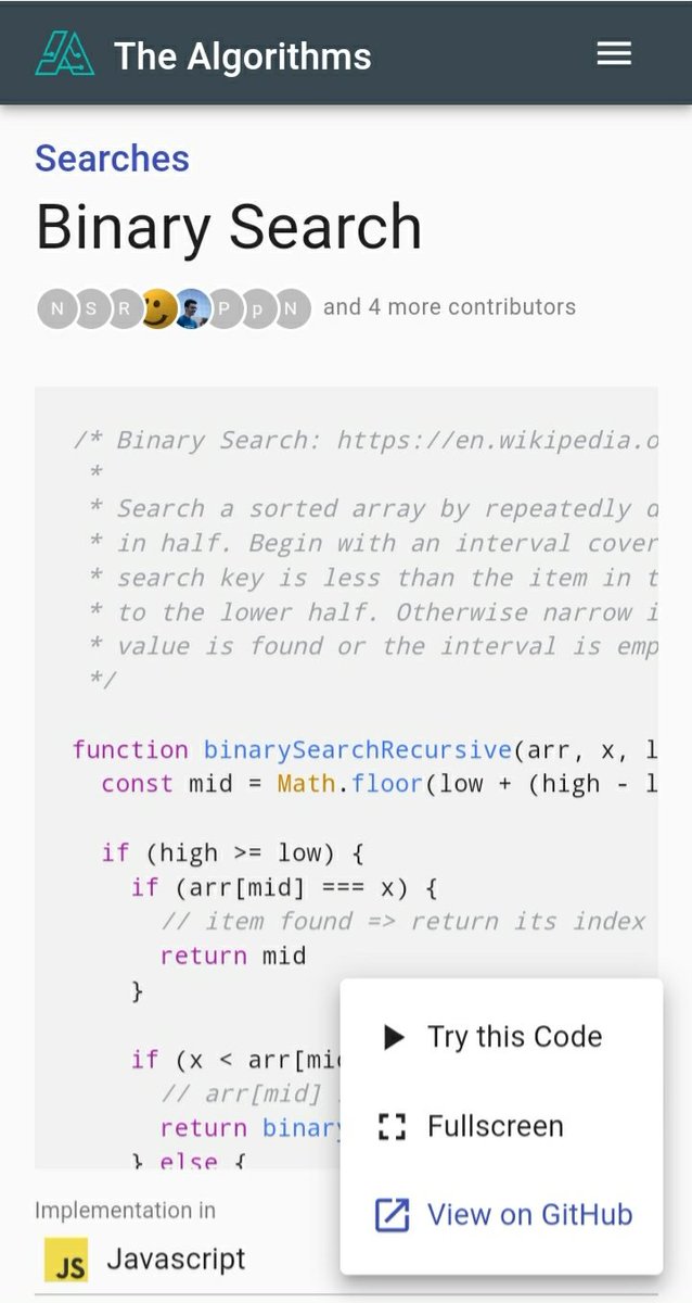 livecodes_io's tweet image. 📱 With the great #mobile support that #LiveCodes offers, #TheAlgorithms website now allows running/testing hundreds of #algorithms and #dataStructures on mobile using @livecodes_io 🎉
Start learning now on your mobile:
the-algorithms.com