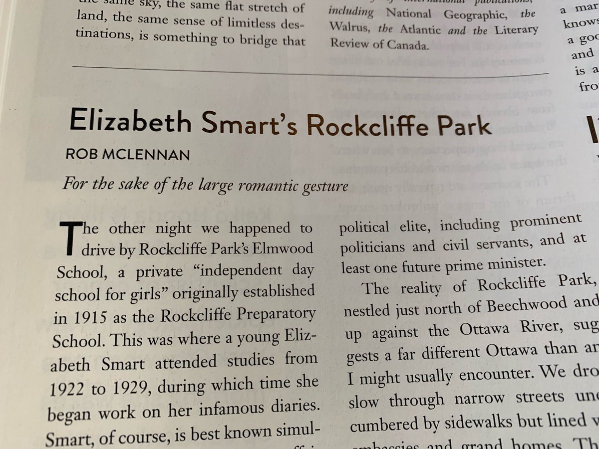 Very very nice to see my piece on #Ottawa writer Elizabeth Smart (1913-1986) in the new issue of @geistmagazine, landing today upon my doorstep,