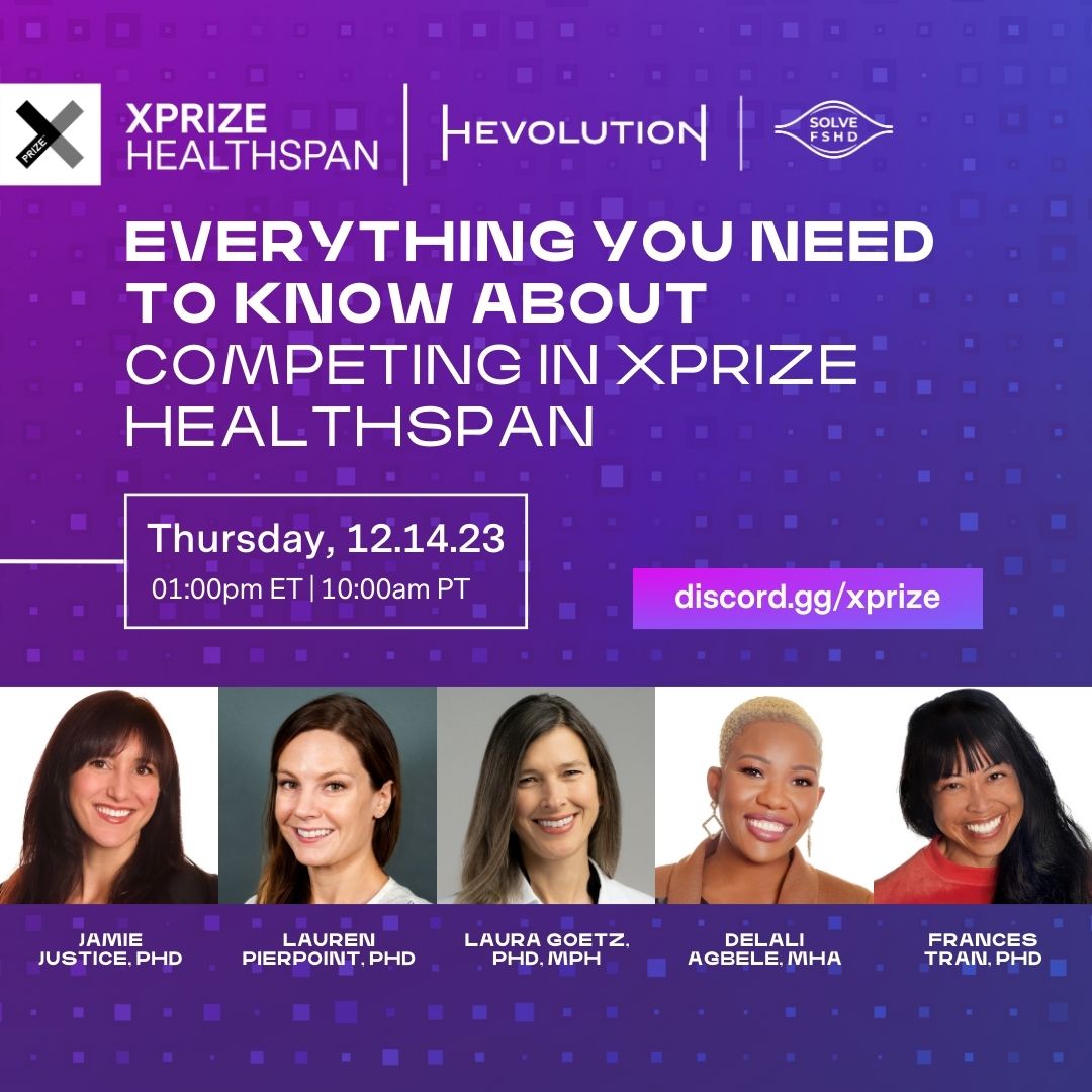 Have more questions about the #XPRIZEHealthspan competition? XPRIZE Healthspan Executive Director
@J_N_Justice and the prize team will be hosting a Discord AMA ("Ask Me Anything"). Get your Qs answered and join us tomorrow, Dec. 14 at 1pm ET / 10am PT at discord.gg/xprize