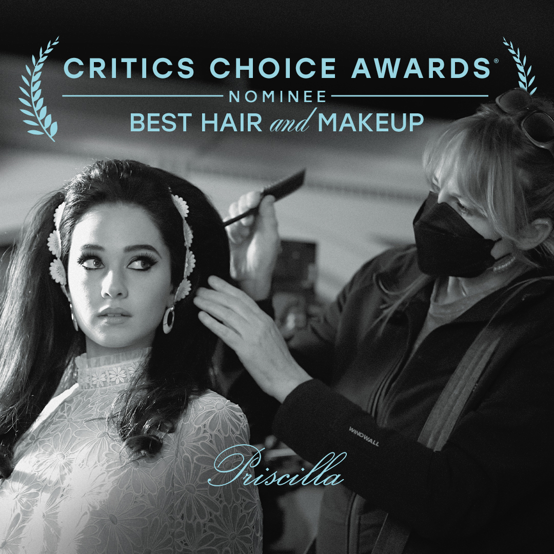 Congratulations to #PriscillaMovie on receiving a #CriticsChoiceAwards nomination for BEST HAIR AND MAKEUP 🩵