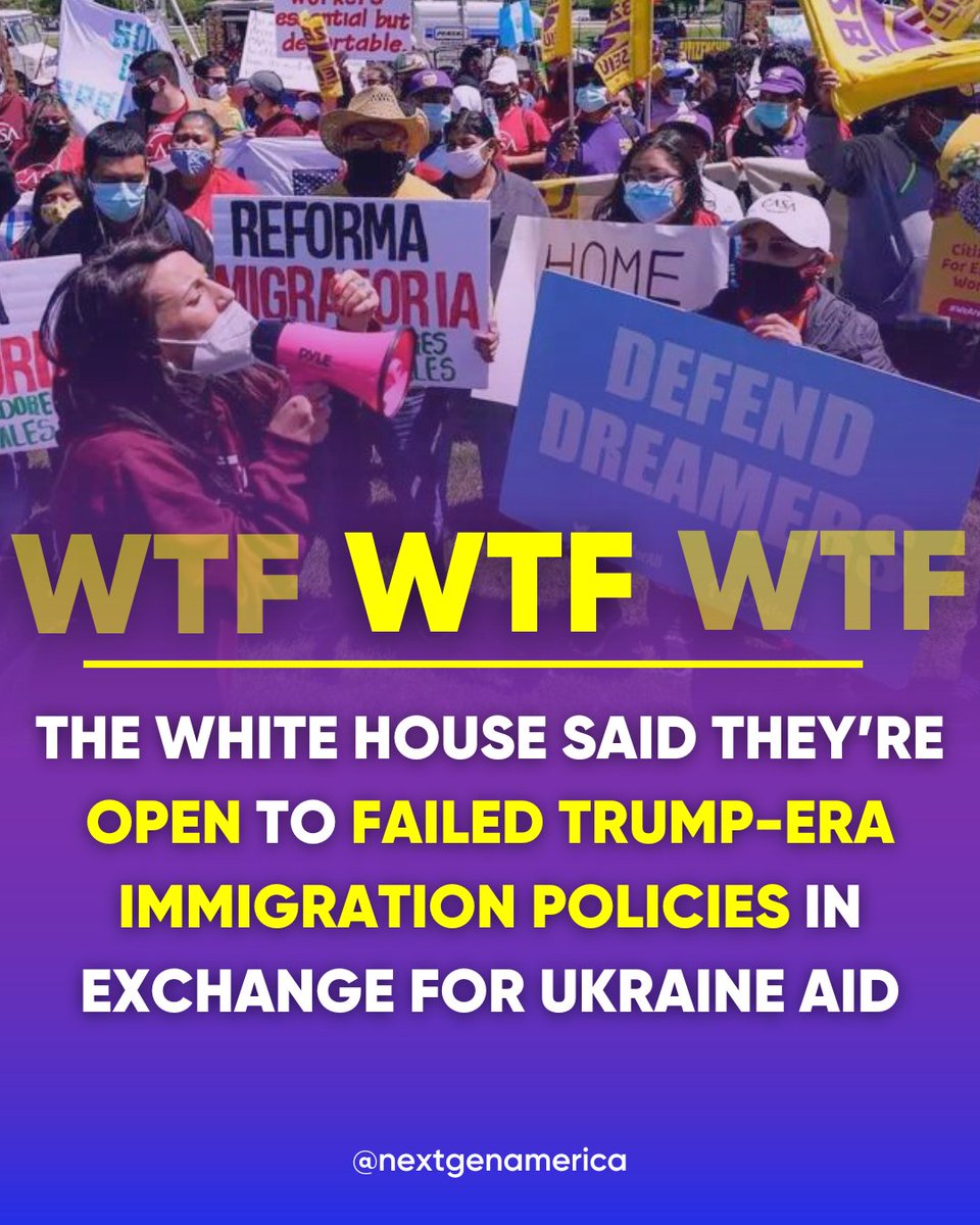 NextGenAmerica's tweet photo. The White House is considering a new border expulsion law, mandatory detention, and increased deportations to convince Republicans to send more funding to Ukraine.

Young people OVERWHELMINGLY support immigrant rights — and we're urging the administration to reconsider. https://t.co/79Qc4mdsU5