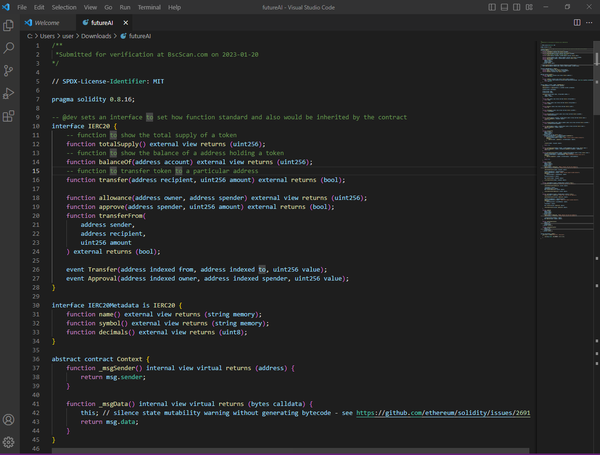 DevP_B's tweet image. #smartContractMastery #solidityCode
Studying FutureAI Smart Contract Solidity code learnt alot. 205 lines of code, and a proper readable code, reusable functions