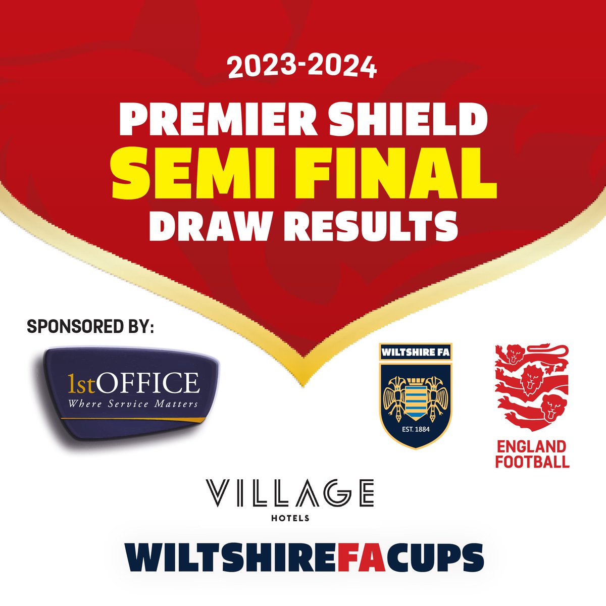 🎉Here is the draw for the semi-final of the @1stOffice Premier Shield 🛡️ ⚽️Good luck to @westburyutd @ChipTownFC @SupermarineFC @RWBTFC 👀👉youtu.be/xjG-ZmeGIL0 Sponsored by @Village_Hotels Swindon #WiltshireFACups wiltshirefa.com/cups