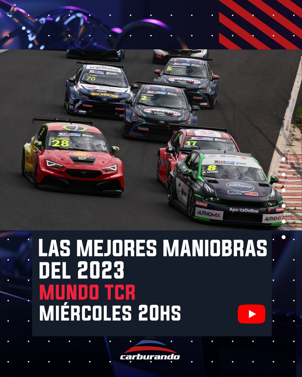CarburandoTV's tweet photo. 📺🔥 ¡Nuevo episodio de #MundoTCR!
Hoy, desde las 20hs por YouTube, hacemos un repaso de las mejores maniobras de la temporada 2023 del TCR.
👉 https://t.co/fkmCQI1ZdO https://t.co/47QA2jkrKE