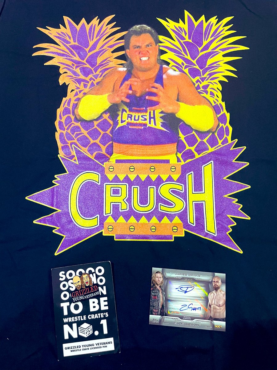 ShoneCold's tweet image. Big thanks to @Taggsy79 for the Birthday gifts 🤜🤛 

Love the Kona Crush tee &amp;amp; awesome to add a dual signed @JamesDrakePro &amp;amp; @ZackGibsonGYV 25/50 #GYV card &amp;amp; @WrestleCrateUK pin to the collection 

Cheers Bro. Look forward to a beer Sooooooon 🍻🔜
