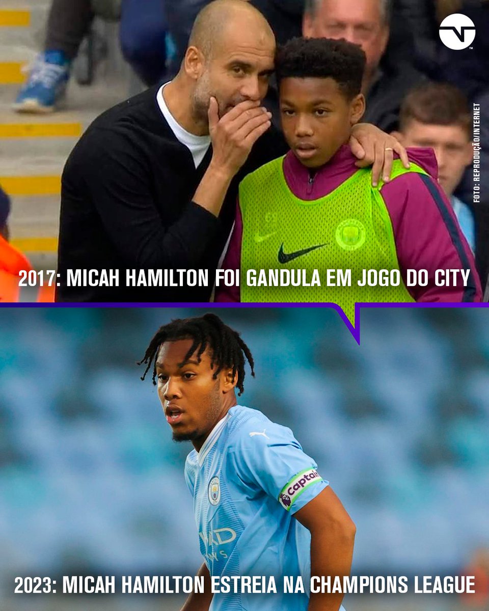 TNTSportsBR's tweet photo. CHAMPIONS LEAGUE E SUAS HISTÓRIAS! 🤩👏 Em 2017, Micah Hamilton recebeu conselhos de Pep Guardiola em um jogo que participou como gandula, entre Man. City e Crystal Palace. Agora, ele tá fazendo seu primeiro jogo pelo time principal, aos 20 anos. #CasaDaChampions https://t.co/kn9Z5RNxde