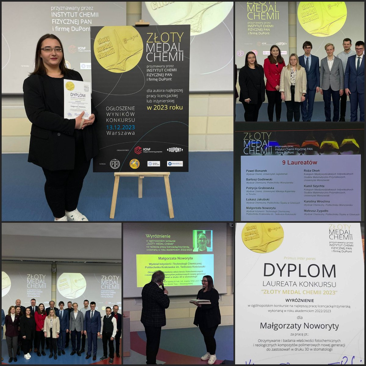 I am pleased to announce that our student @gosianoworyta has won a distinction in the finals of the competition Gold Medal of Chemistry🎉💥💪 Congratulations Gosia and we wish you success in your further scientific journey <a href="/ICHF_PAN/">IChF PAN</a> <a href="/DuPont_News/">DuPont</a> <a href="/FNP_org_pl/">FNP Foundation for Polish Science</a> 
#OrtylPhotoLab