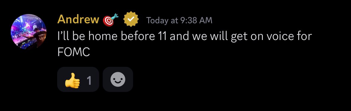 CapGainsGroup's tweet image. Join us in the discord arena for #FOMC live voice commentary, analysis, and trade ideas at 11am PT/2pm ET TODAY

Join us for our FREE preview, now until Dec 22! 👇🏽
discord.gg/GqRbxqCA