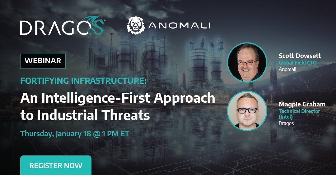 Don't miss the webinar on January 18 at 1pm ET hosted by @Anomali and @DragosInc. Get expert guidance on leveraging threat intelligence to enhance your cybersecurity defenses. Register now: hubs.la/Q02cVYT_0. #threatintelligence #ICSsecurity #OTsecurity #DragosIntel