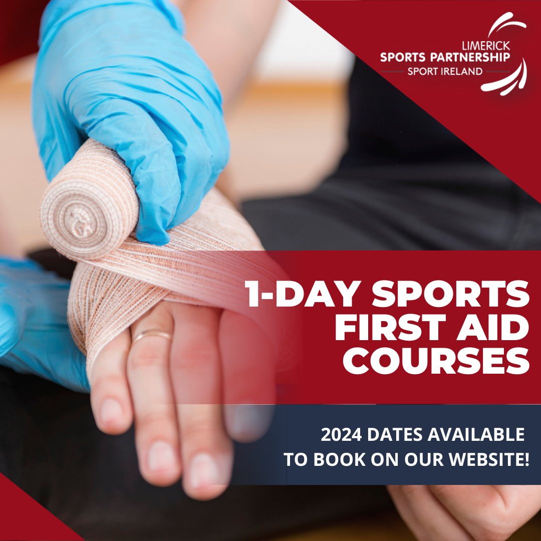 Limericksports's tweet photo. 📣 2024 1-Day Sports First Aid Courses
Aimed at anyone involved with sports teams, whether you are a coach, player or parent!
📅 2024 Dates:
25th Feb
28th April
26th May
6th Oct
10th Nov
🔗 https://t.co/Gof9yokWXC
@sportireland @SportingLK @Limerick_ie @UL
#sportsfirstaid https://t.co/zyofxbh0mT