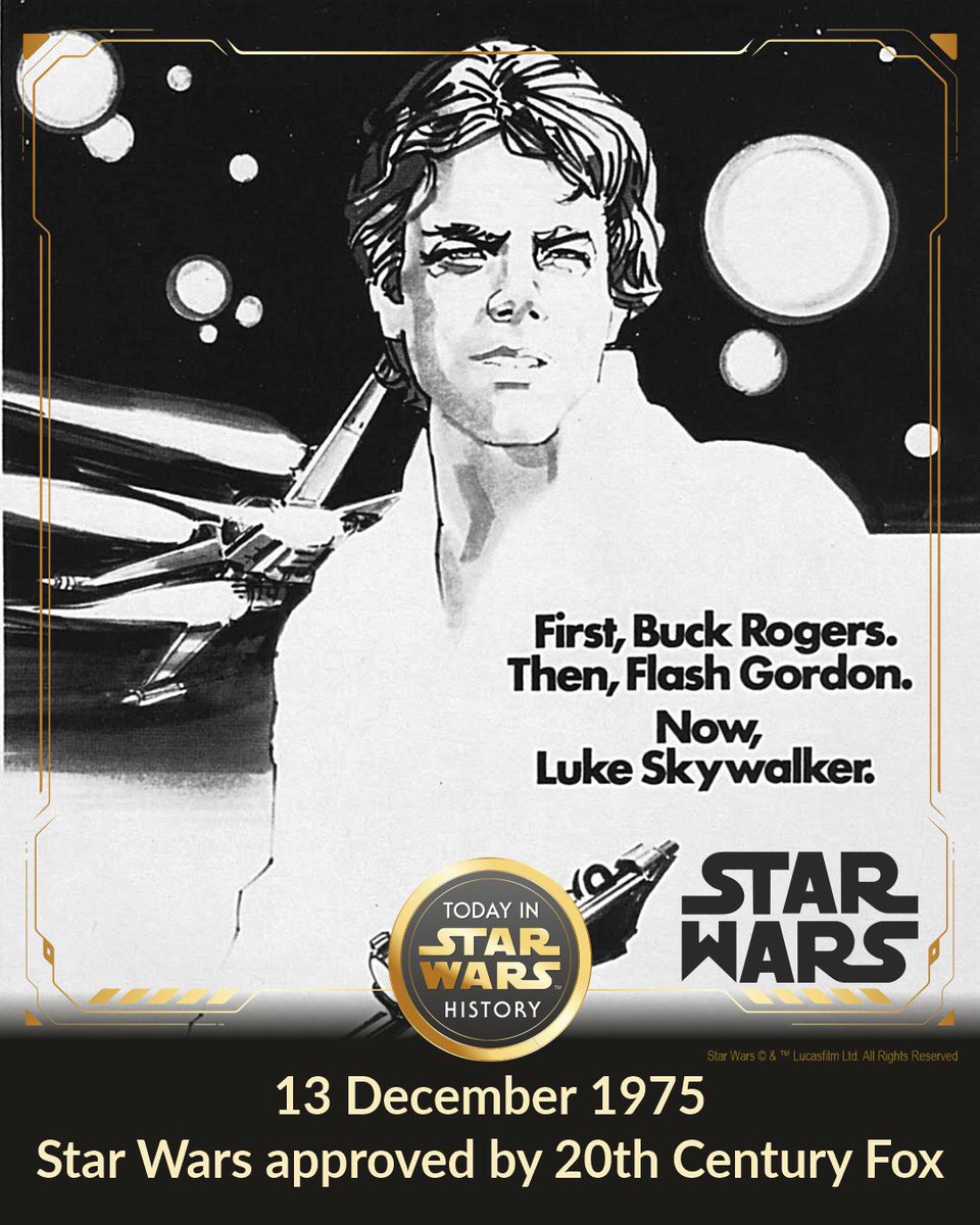 13 December 1975 #TodayinStarWarsHistory   20th Century Fox board of directors officially "Green Lights" The Star Wars and approves the $7 million dollar budget