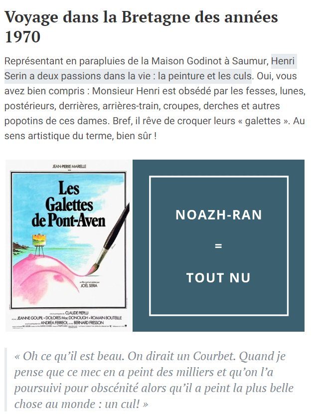 'Henri Serin a deux passions dans la vie : la peinture et les culs.' Comme vous y allez Magali !!  @LePortdAttache portdattache.bzh/galettes-de-po… #bzh